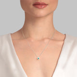 Colar zircônia redonda acqua com cravejado