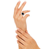 Anel Liso Lap Trevo Ônix