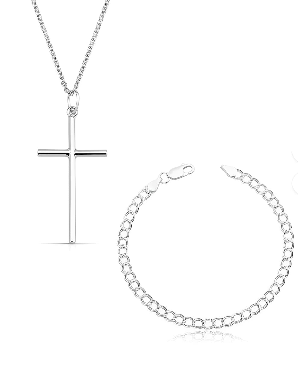 Kit Colar Crucifixo e Pulseira Grumet 3MM