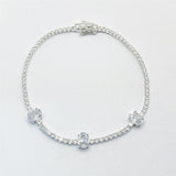 Pulseira Lisa Lap Riviera 2mm com 3 Pedras Ovais