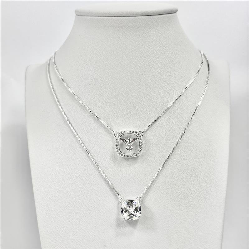 Escapulário Liso Lap Espírito Santo e Pedra Quadrada