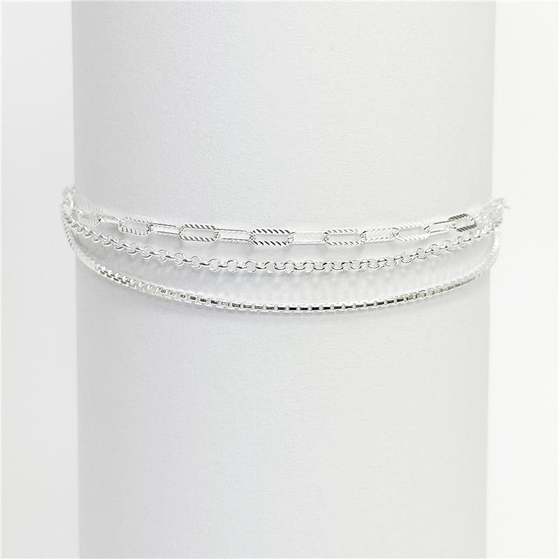 Pulseira Lisa 3 Correntes Variadas