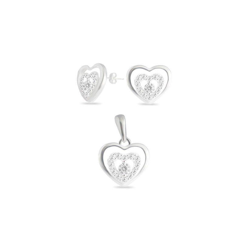 Conjunto Liso Lap Coração Duplo com Pedra