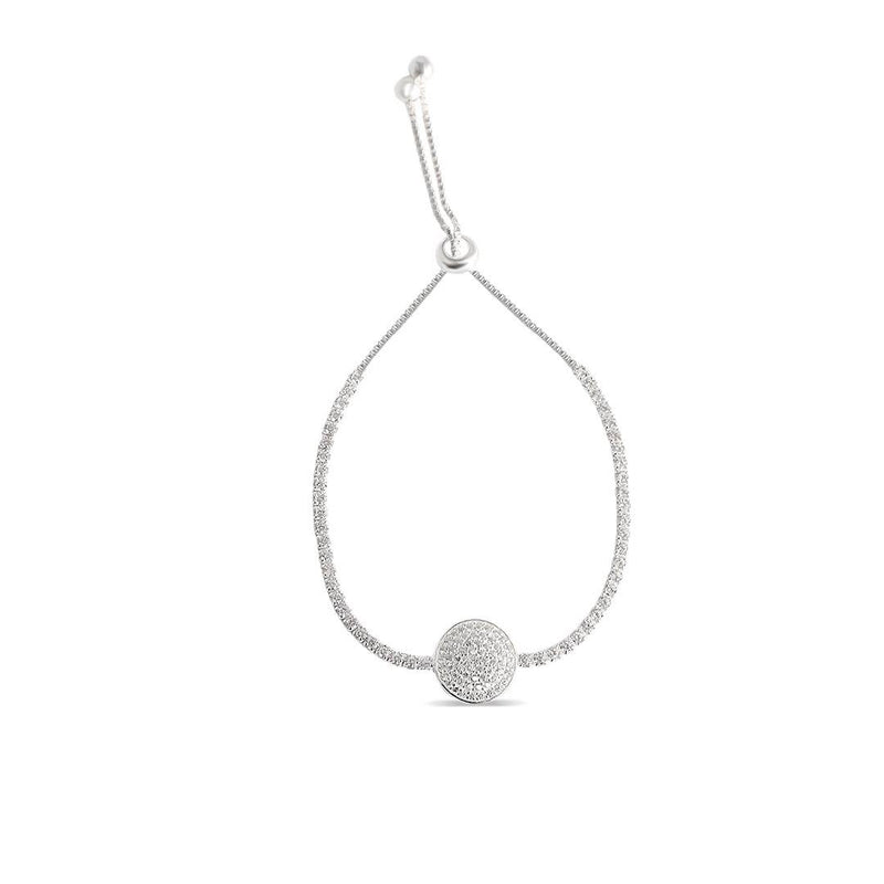 Pulseira Lisa Lap Riviera 2mm com Círculo e Fecho Gravatinha