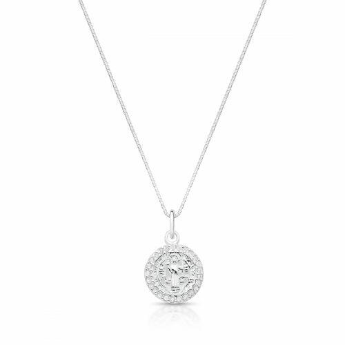 Colar pingente medalha São Bento cravejada