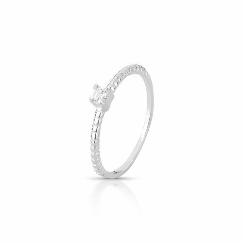 Anel de Prata Feminino Solitário Fino