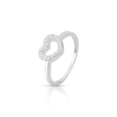 Anel coração vazado com zircônias