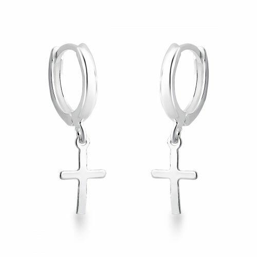 Argola click redonda pingente cruz