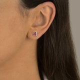 Brinco Quadrado 6mm Vermelha