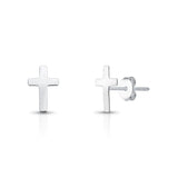 Brinco Cruz Liso de Prata