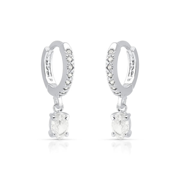 Brinco Argola Cravejado com Oval Cristal