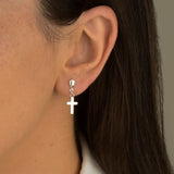 Brinco Gota Invertido com Cruz