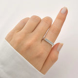 Anel Chapa Cravejado 2 Fileira de Prata