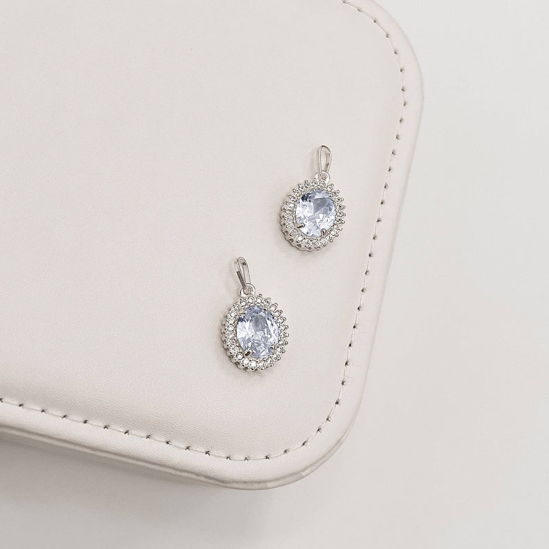 Pingente zircônia oval Silver com cravejado