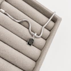 Berloque pingente zircônia retangular ônix