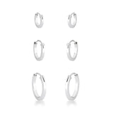 Trio de Brinco Argola Rebitado Fio Quadrado