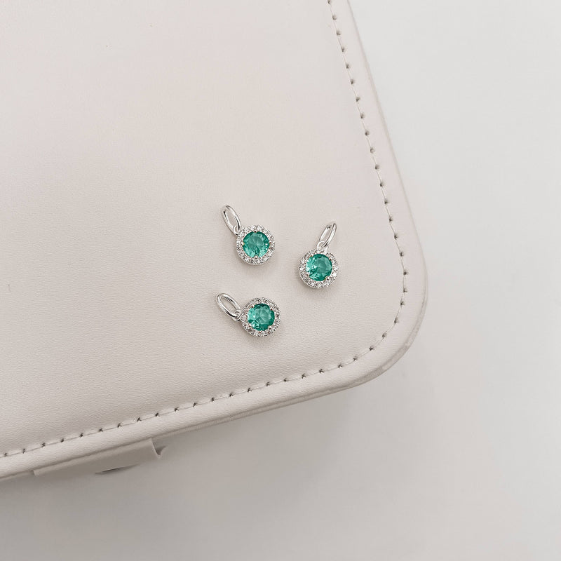 Pingente zircônia redonda acqua com cravejado