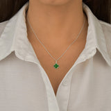 Colar Trevo Resina Verde Misto