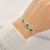 Kit Pulseira 3 Pontos de Luz Trevo e Colar Trevo Resina Verde