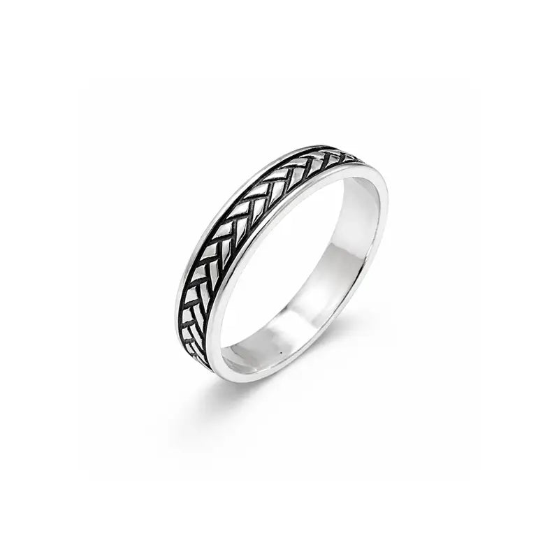 Anel Prata Masculino Desenho Tribal