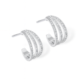 Brinco Prata Argola 03 Fios Cravejados