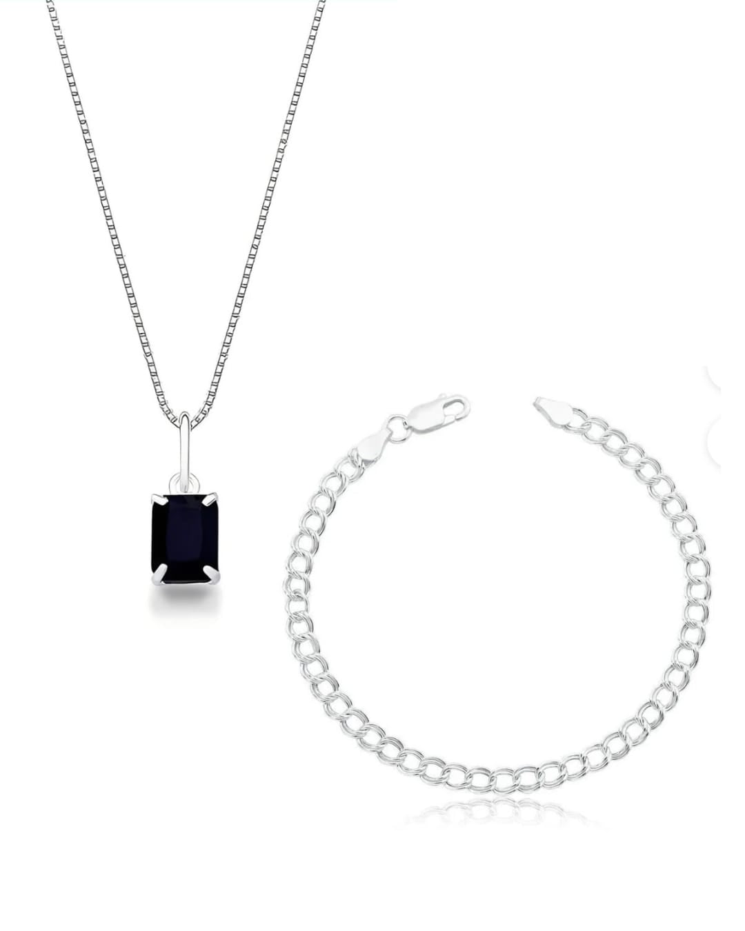 Kit Colar zircônia Ônix e Pulseira Grumet 3MM