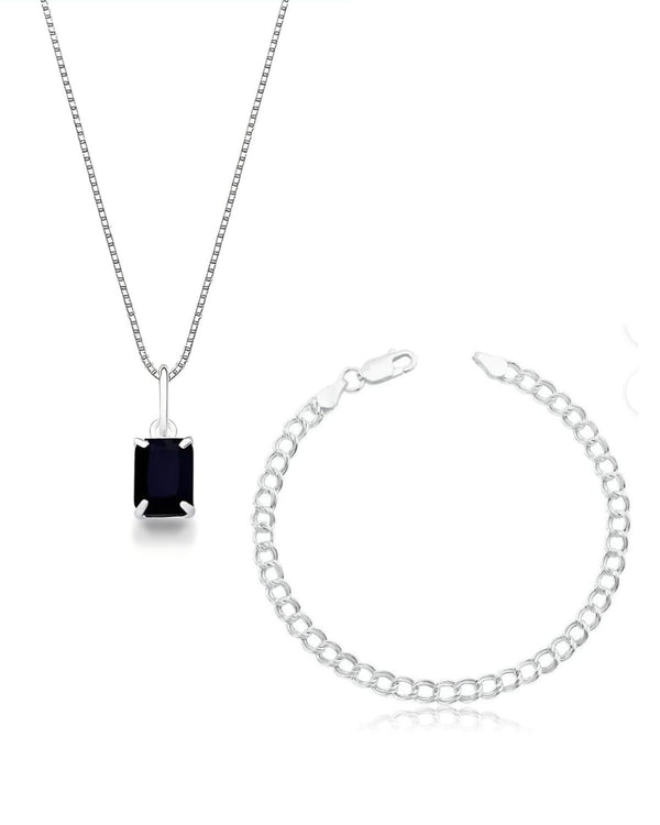 Kit Colar zircônia Ônix e Pulseira Grumet 3MM
