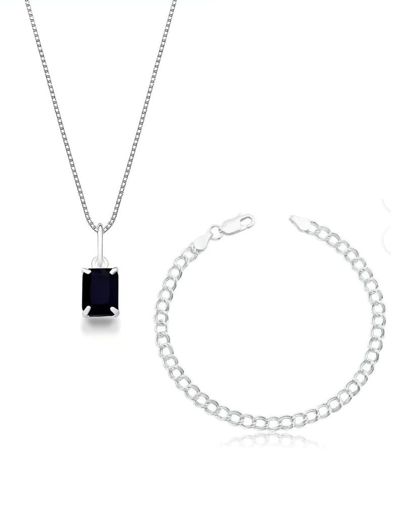 Kit Colar zircônia Ônix e Pulseira Grumet 3MM