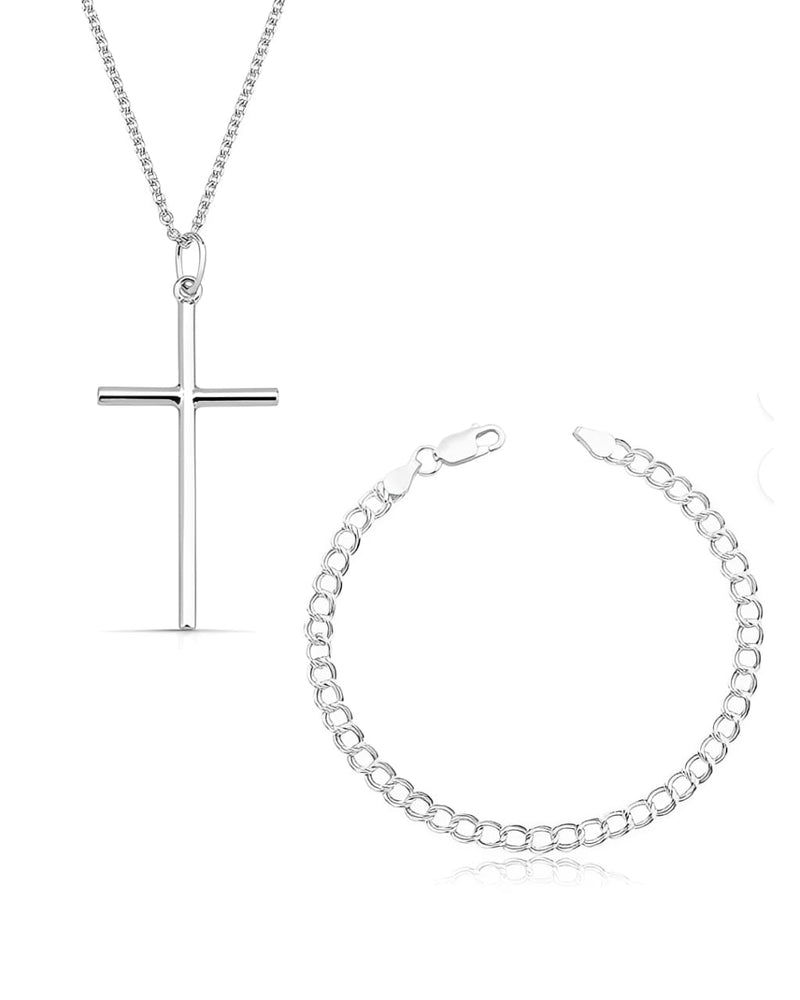Kit Colar Crucifixo e Pulseira Grumet 3MM