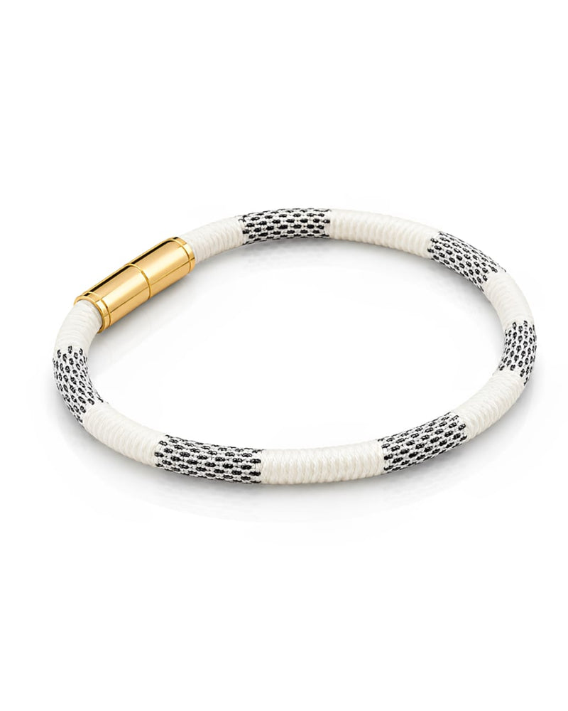 Pulseira Louis Branca Cinza Fecho Dourado