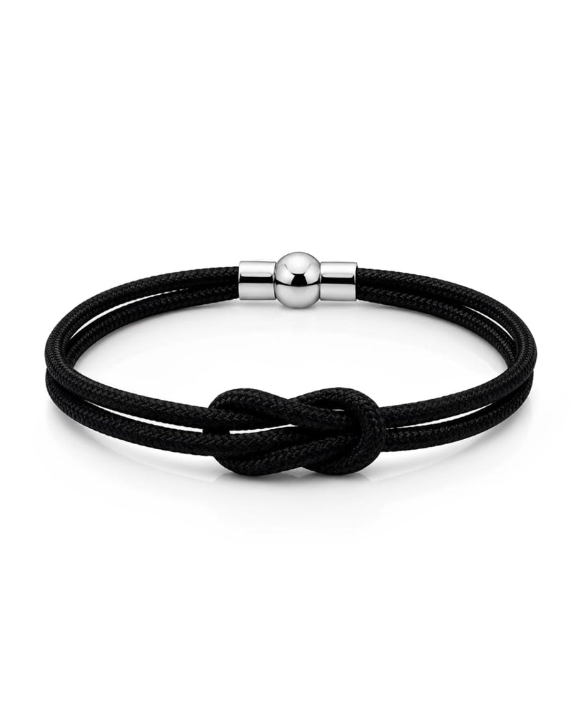 Pulseira Masculina Corda Náutica Preta Com Fecho Magnético