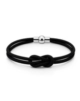 Pulseira Masculina Corda Náutica Preta Com Fecho Magnético