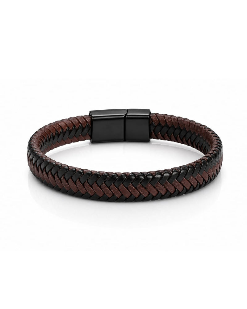 Pulseira Masculina Couro Trançado Marrom