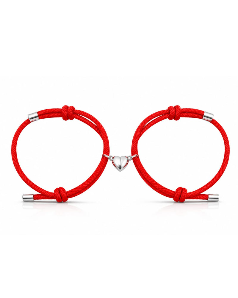Conjunto Pulseiras Vermelhas Coração Casal