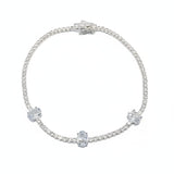 Pulseira Lisa Lap Riviera 2mm com 3 Pedras Ovais