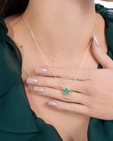 Conjunto de Prata 925 Zircônia Verde