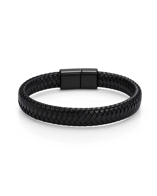 Pulseira Masculina Couro Trançado Preto