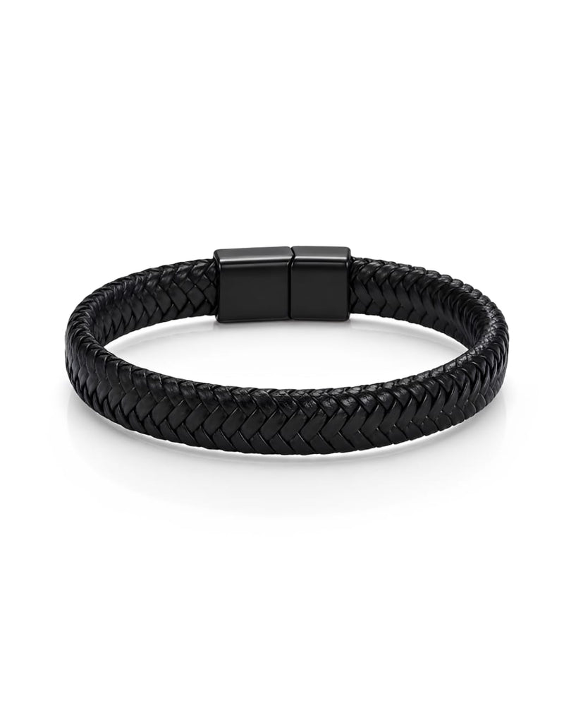 Pulseira Masculina Couro Trançado Preto