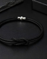 Pulseira Masculina Corda Náutica Preta Com Fecho Magnético