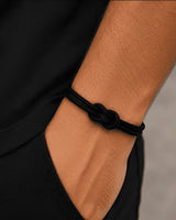 Pulseira Masculina Corda Náutica Preta Com Fecho Magnético