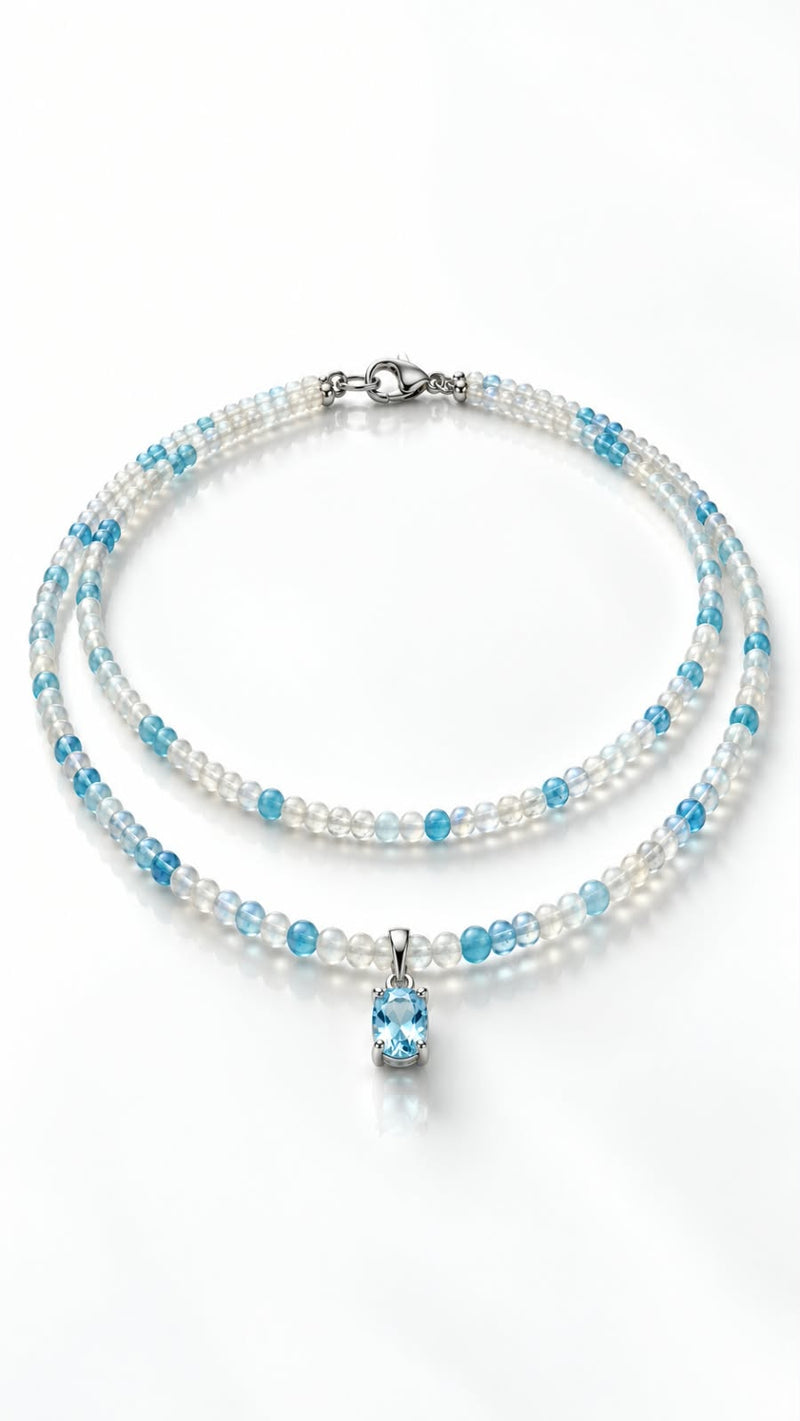 Colar Choker Preciosa Água Marinha