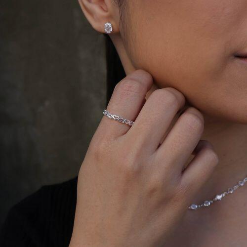 Anel de Prata Feminino Corações