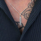Colar Stick Cravejado Masculino em Prata
