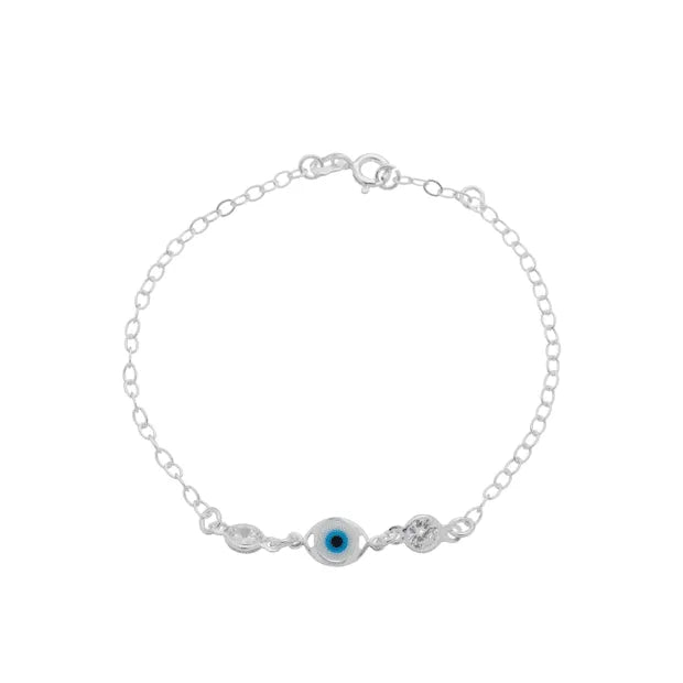 Pulseira entremeio zircônias e olho grego